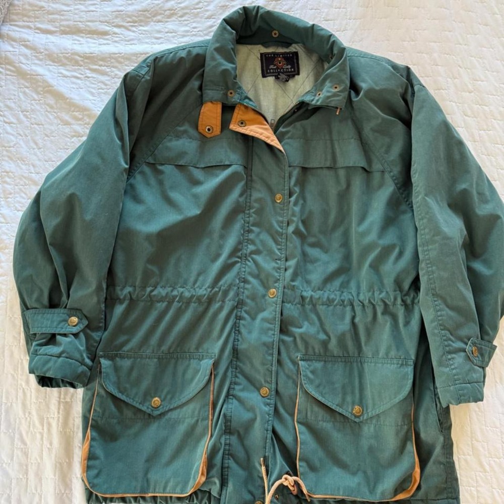 The Limited Vintage Teal Field Jacket Canvas Utility Coat Green Tan Medium